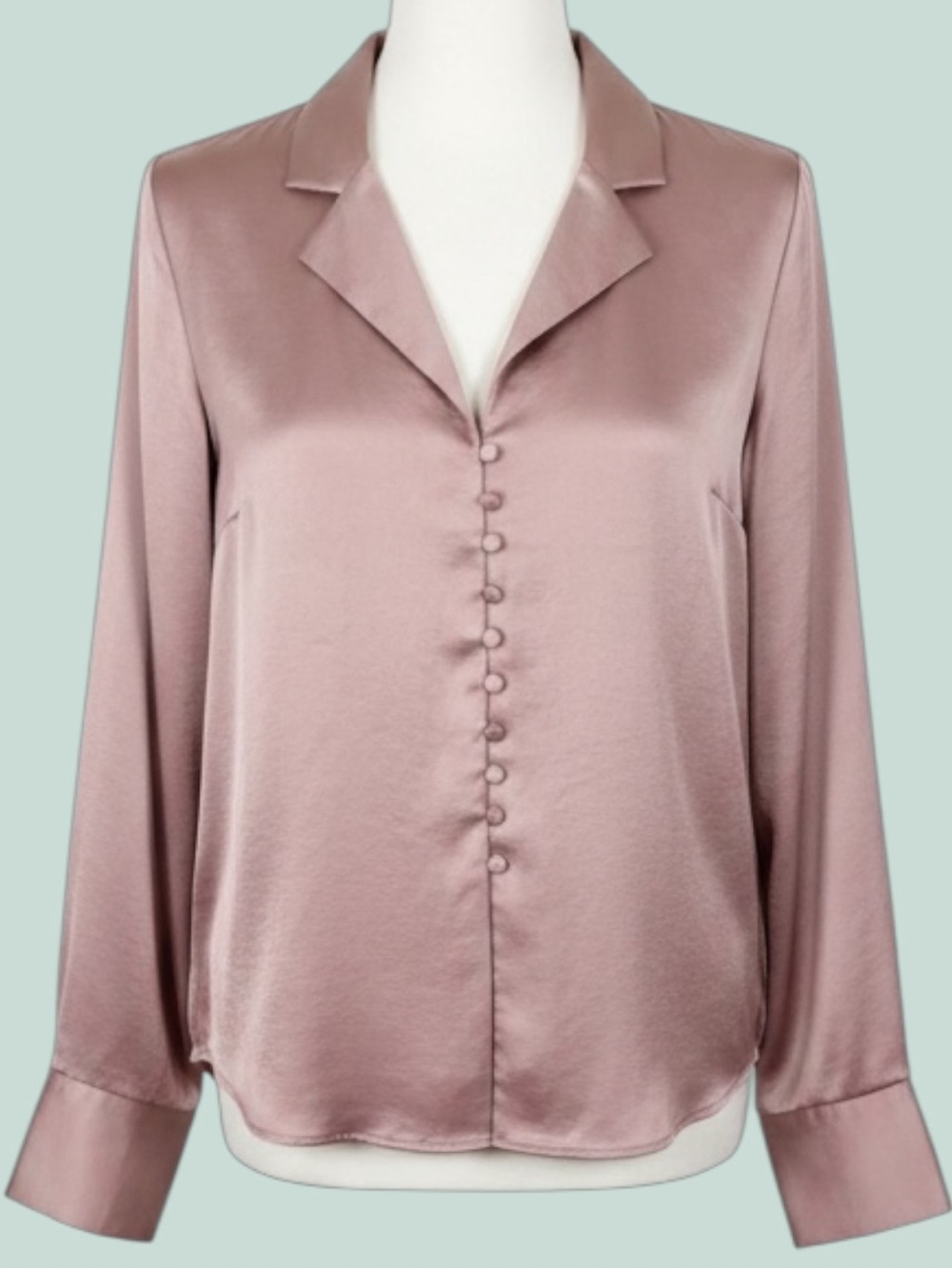 Express Satin Button-Front Blouse in Black and Rose Gold